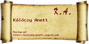 Kálóczy Anett névjegykártya
